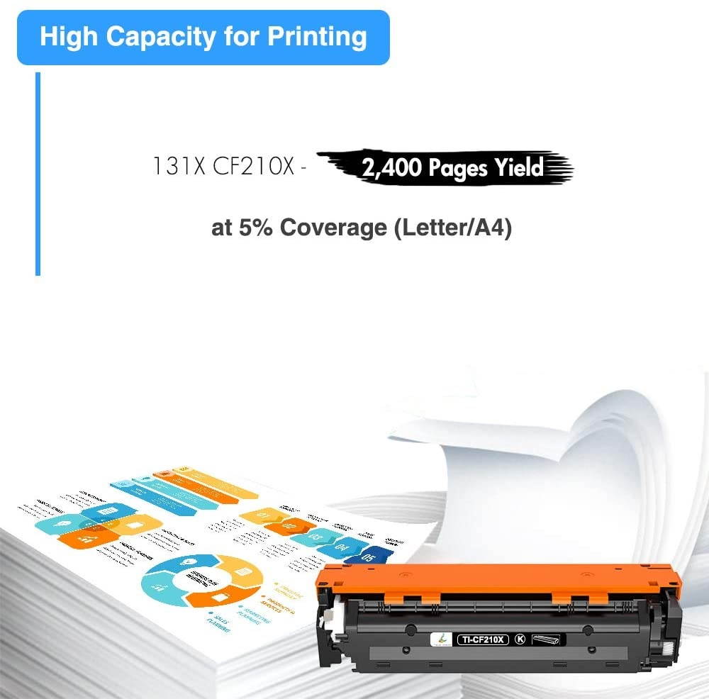 TRUE IMAGE Compatible Toner Cartridge Replacement for HP 131A 131X CF210A CF210X HP Laserjet Pro 200 Color M251nw MFP M276nw M251n M276n M276 M251 Toner (Black, 1-Pack)