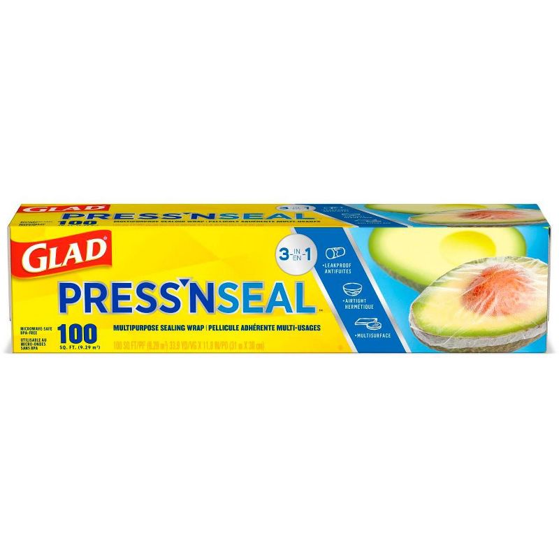 Glad Press'N Seal + Plastic Food Wrap - 100 sq ft