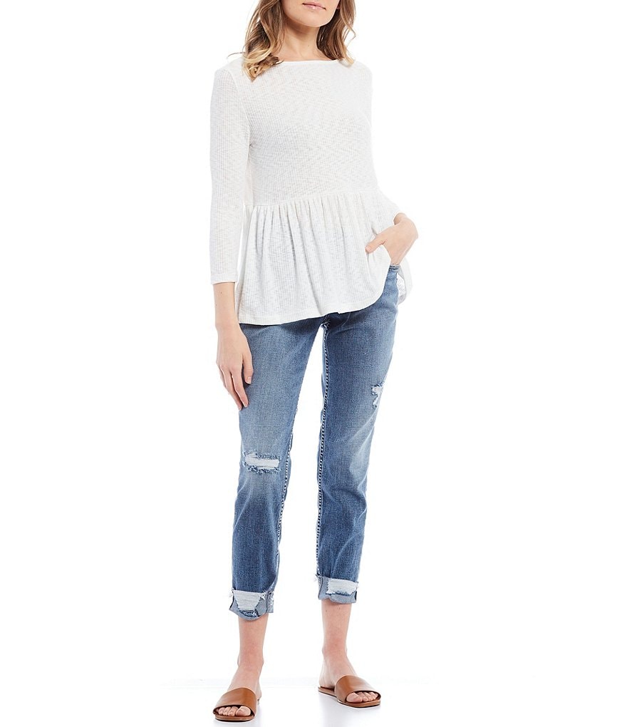 Silver Jeans Co. 27#double; Inseam Destructed Rolled Cuff Boyfriend Jeans