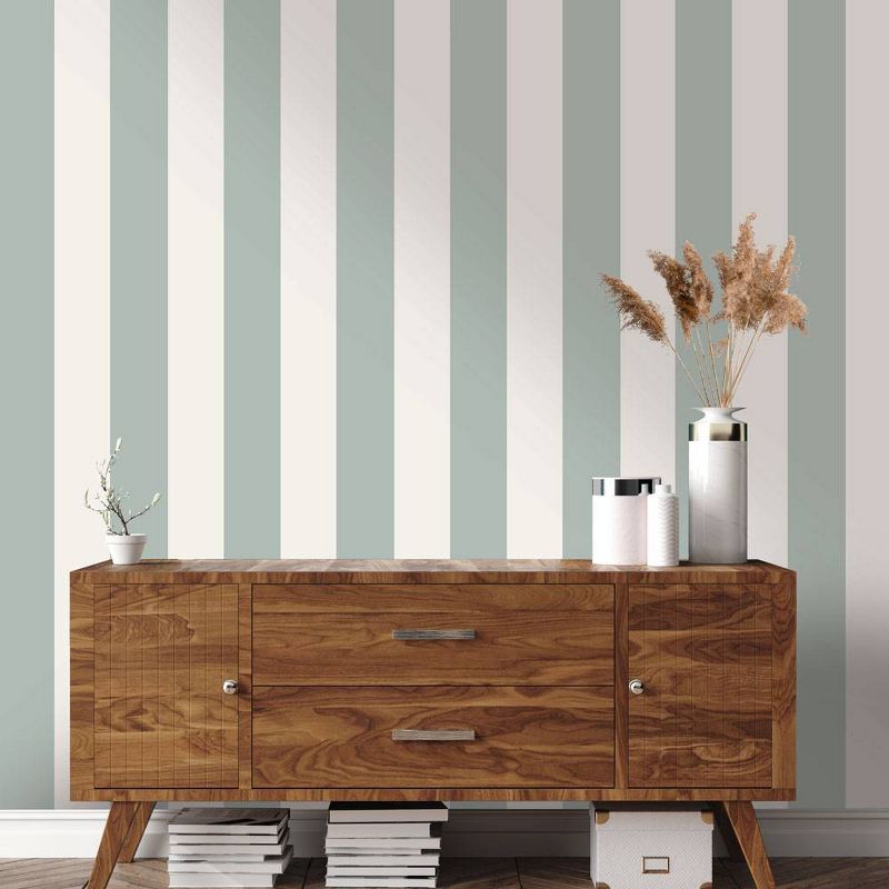 Tempaper Striped Peel and Stick Wallpaper Seafoam Green