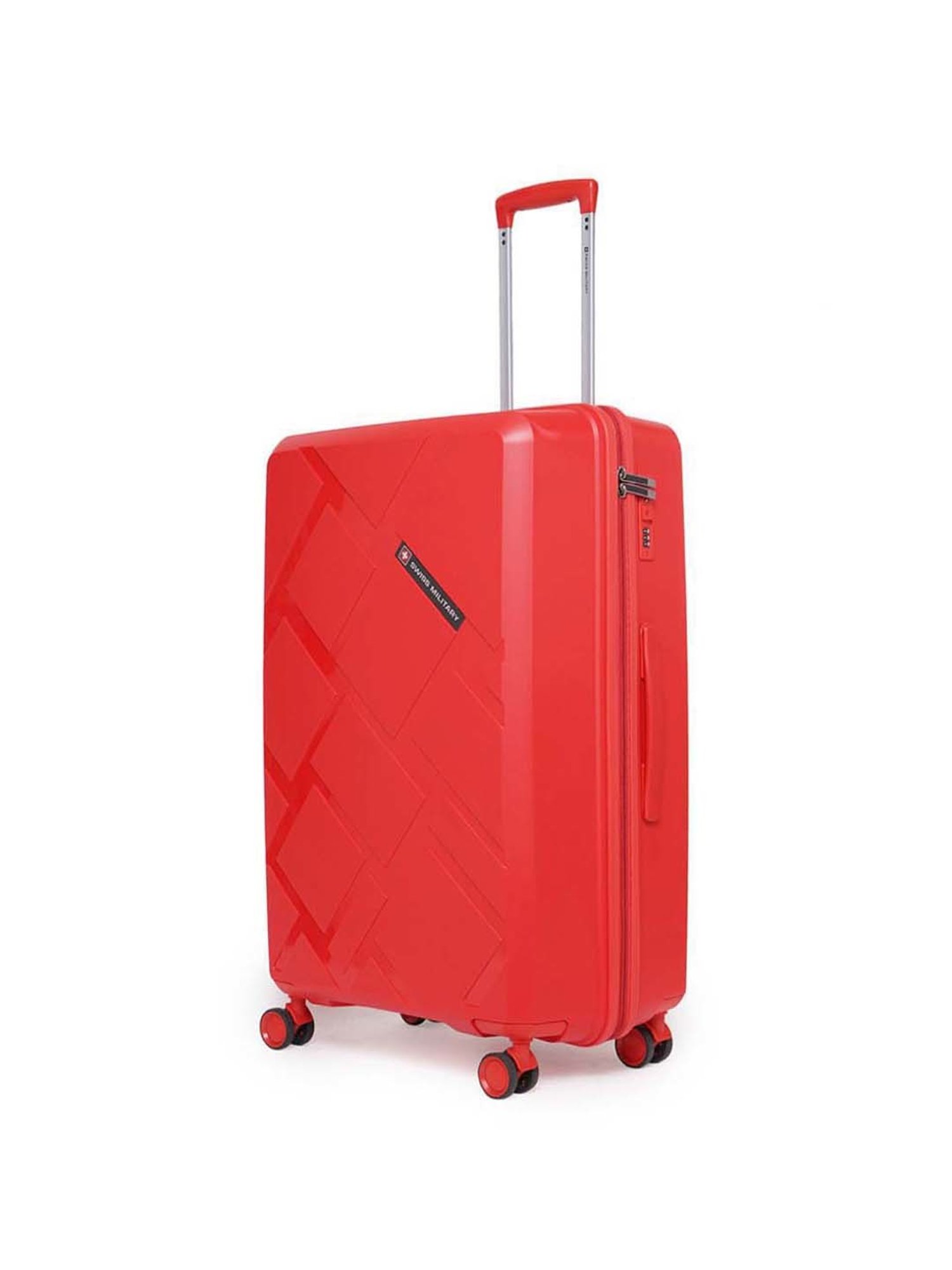 Swiss Military Star Red Textured Hard Large Trolley Bag - 55 cm
