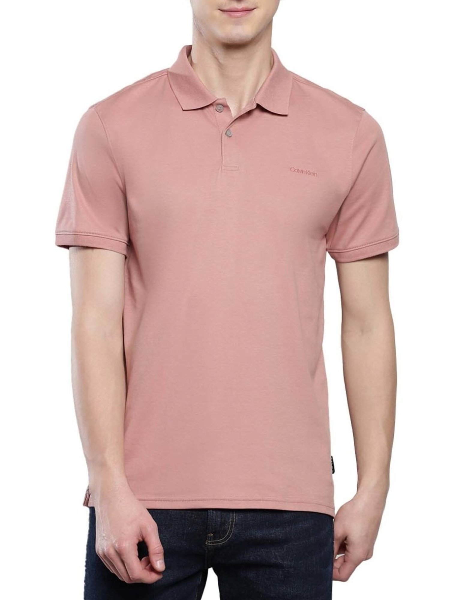 Calvin Klein Ash Rose Cotton Regular Fit Polo T-Shirt