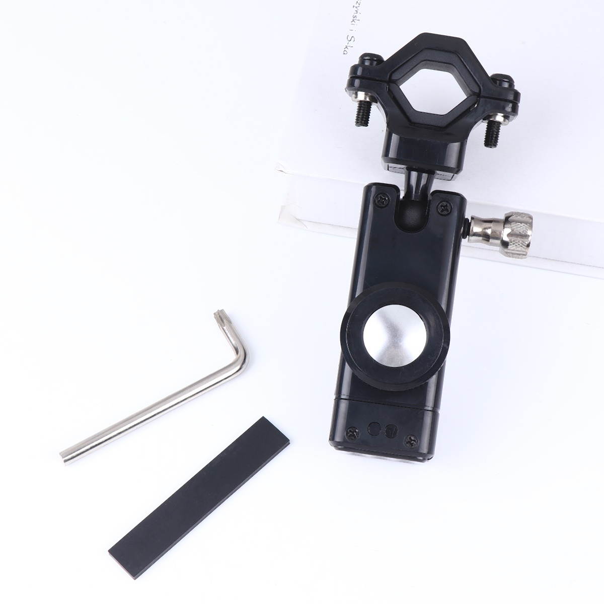Universal Bike E-bike Motorcycle Handlebar Mobile Phone Mount Holder Cycling Stand Clamp Support with Compass (Black)