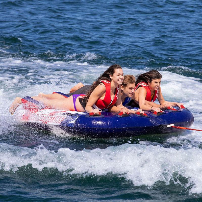 SportsStuff Stars & Stripes 3 Rider Towable Inflatable Tube with Nylon Cover