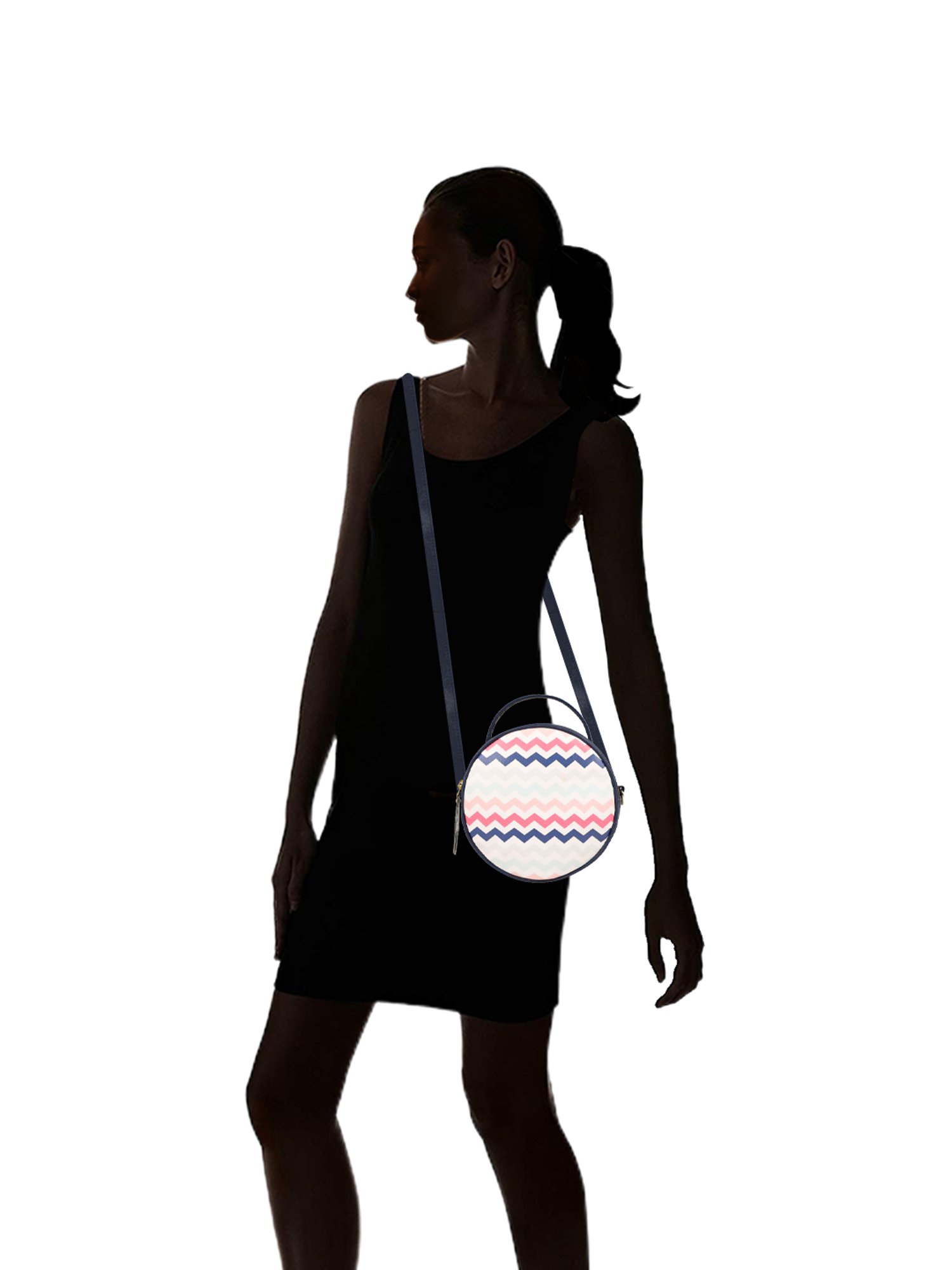 Bagsy Malone Navy Blue Printed Medium Handbag