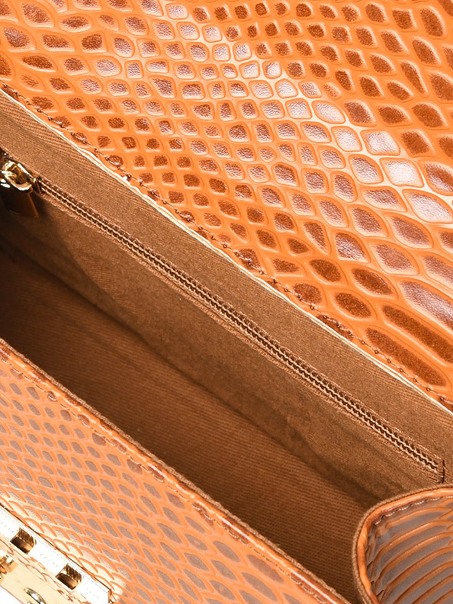 PELLE LUXUR Cognac Brown Animal Effect Small Cross Body Bag