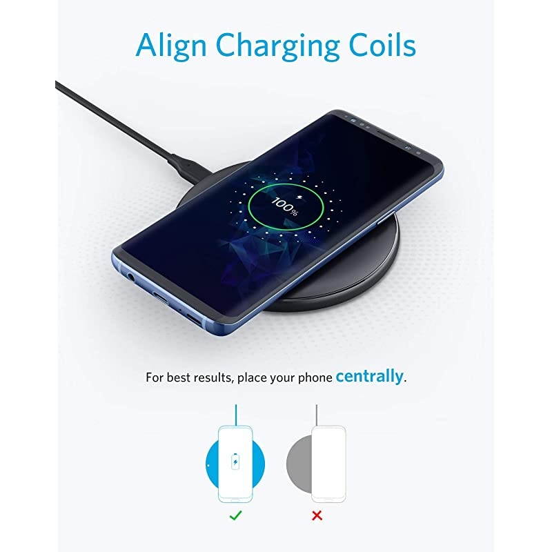 Wireless Charger, PowerWave Pad, Compatible iPhone 12, 12 Mini, 12 Pro Max, 11, 11 Pro, 11 Pro Max, AirPods Pro, 10W Fast-Charging Galaxy S20 S10 S9, Note 10 Note 9 Note 8 (No AC Adapter)
