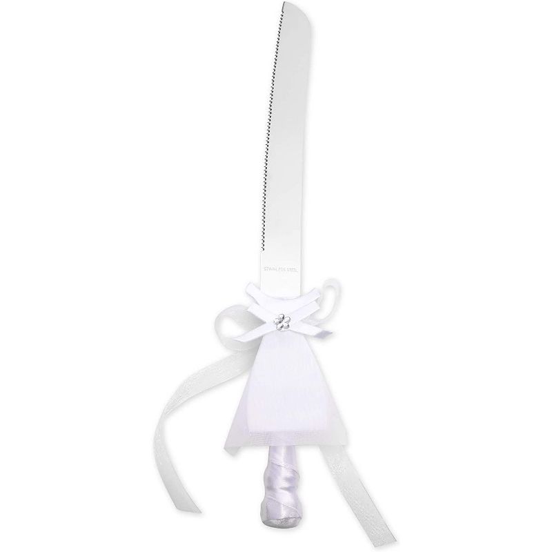 Sparkle and Bash 2 Pieces Bride and Groom Wedding Cake Knife and Server Set (2 Sizes)