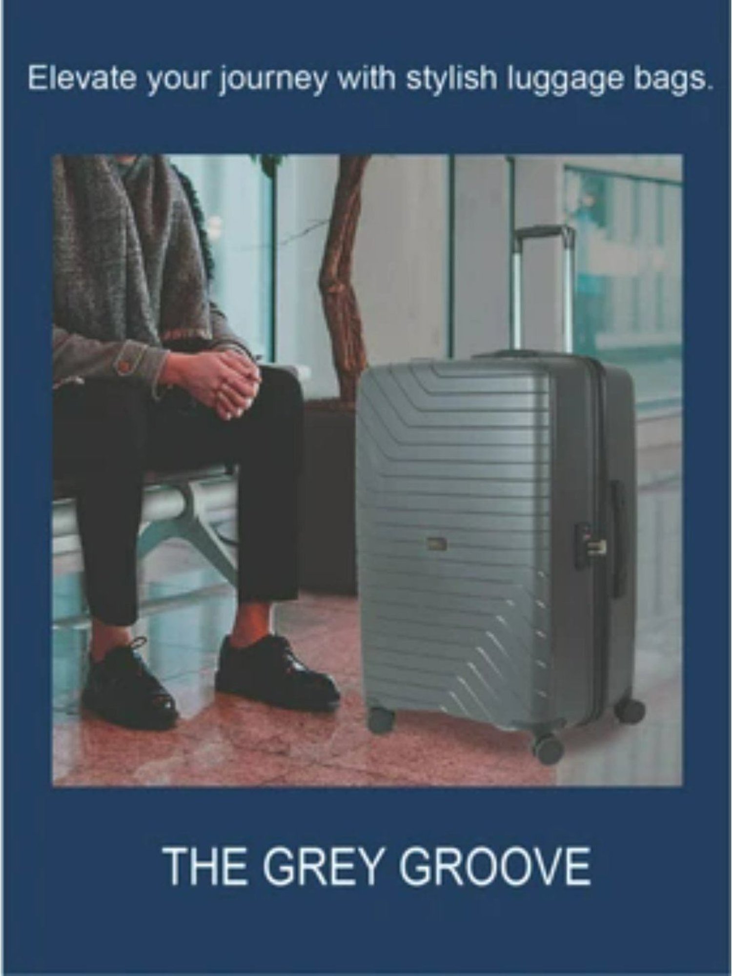 Carriall Grey 8 Wheel Large Hard Checked Luggage - 52 cm