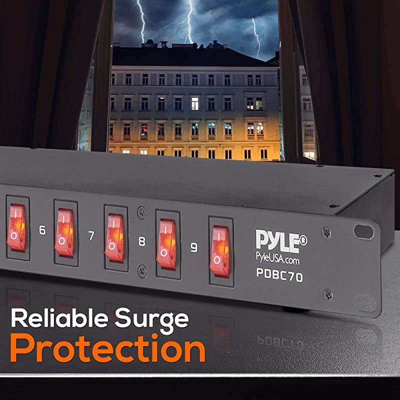 PDU Power Strip Surge Protector - 150 Joules,9 Outlet Strips Surge Protector z - Heavy-Duty Electric Extension Cord Strip - 1U Rack Mount Protection Power Outlet Strip - 9 Front Switch -  PDBC70