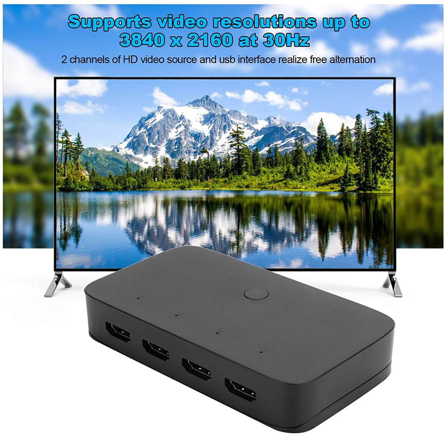 PUSOKEI KVM HDMI USB Switch,4 Port Computer 4-in-1-out 4K HD USB HDMI KVM Switcher Box, Supports 4K (3840x2160), HDMI 1.4, HUB, U?Disk