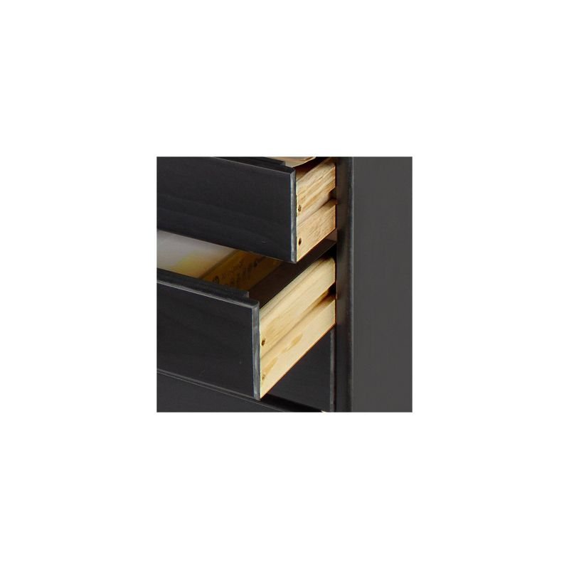 Adeptus Solid Wood 7 Drawer Gate Leg Roll Cart Desk Black