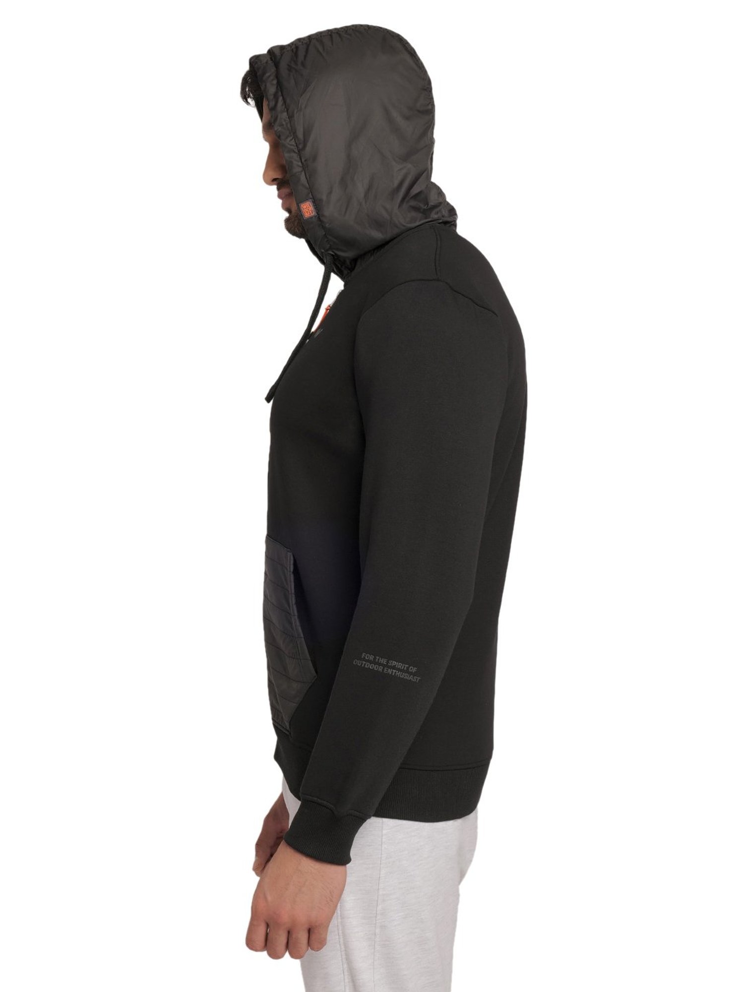 Wildcraft Black Regular Fit Self Design Hooded Sweatshirt