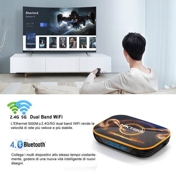 4GB RAM/128GB ROM Power by Android 10.0 4K Android TV BOX 5G 3D WIFI Smart TV BOX RK3318 Quad-Core Streaming Network Media Player Ott TV BOX Set-top Box