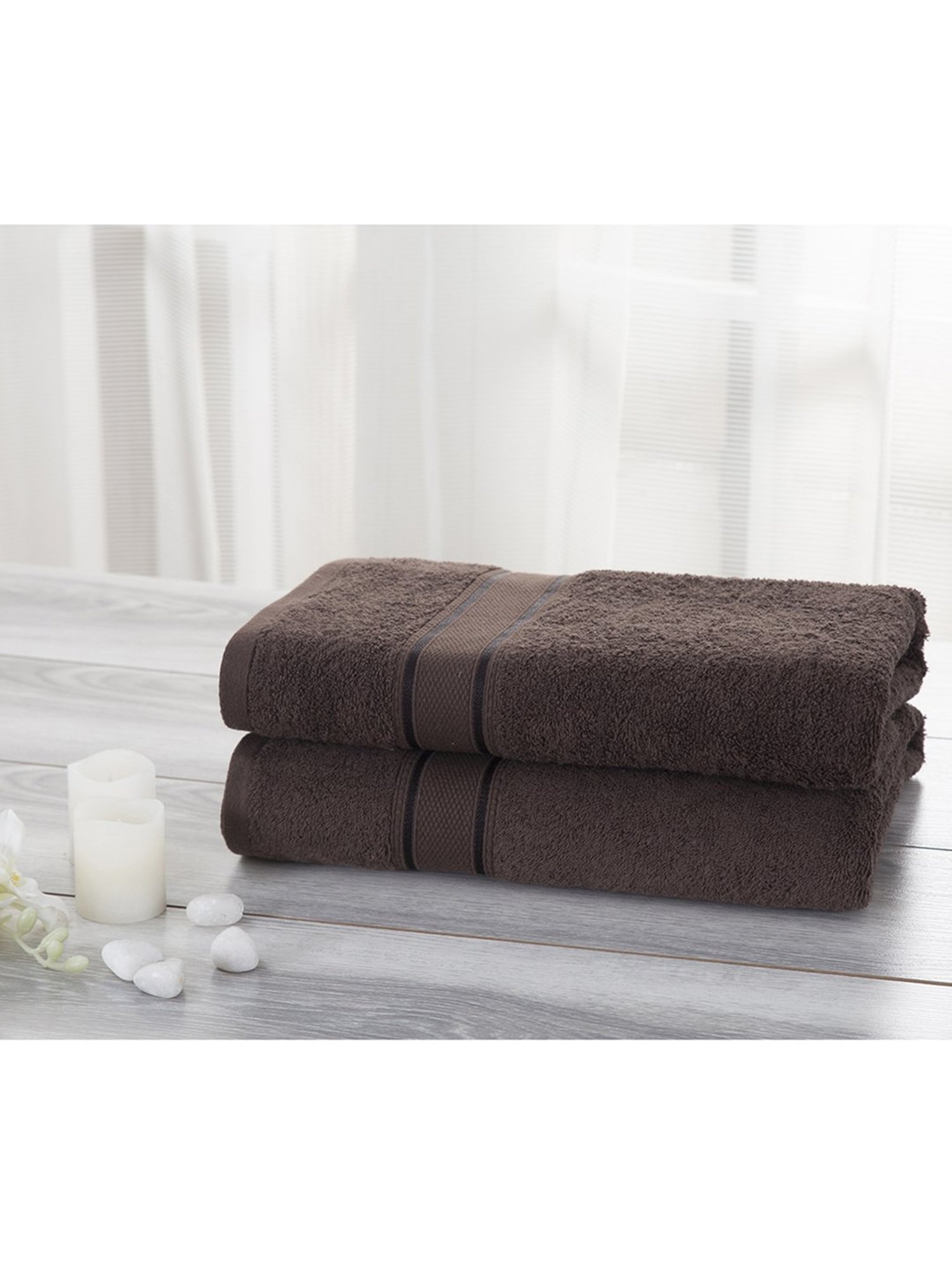 Inhouse Eddie Brown Solid 450GSM Cotton Medium Towel Set by maspar