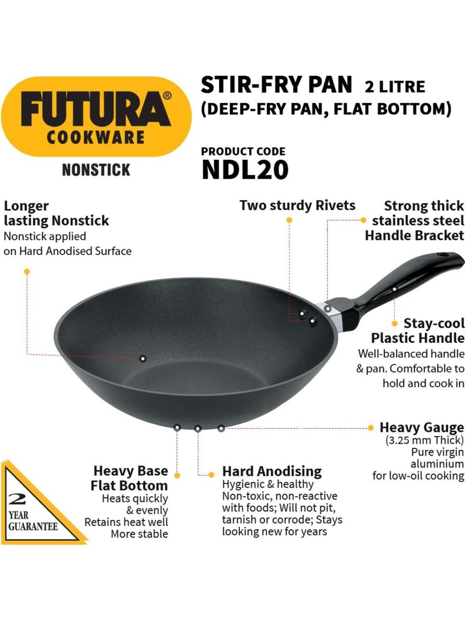 Hawkins Black Hard Anodised 25.7 cm Non-Stick Fry Pan (2 L) - Set of 1