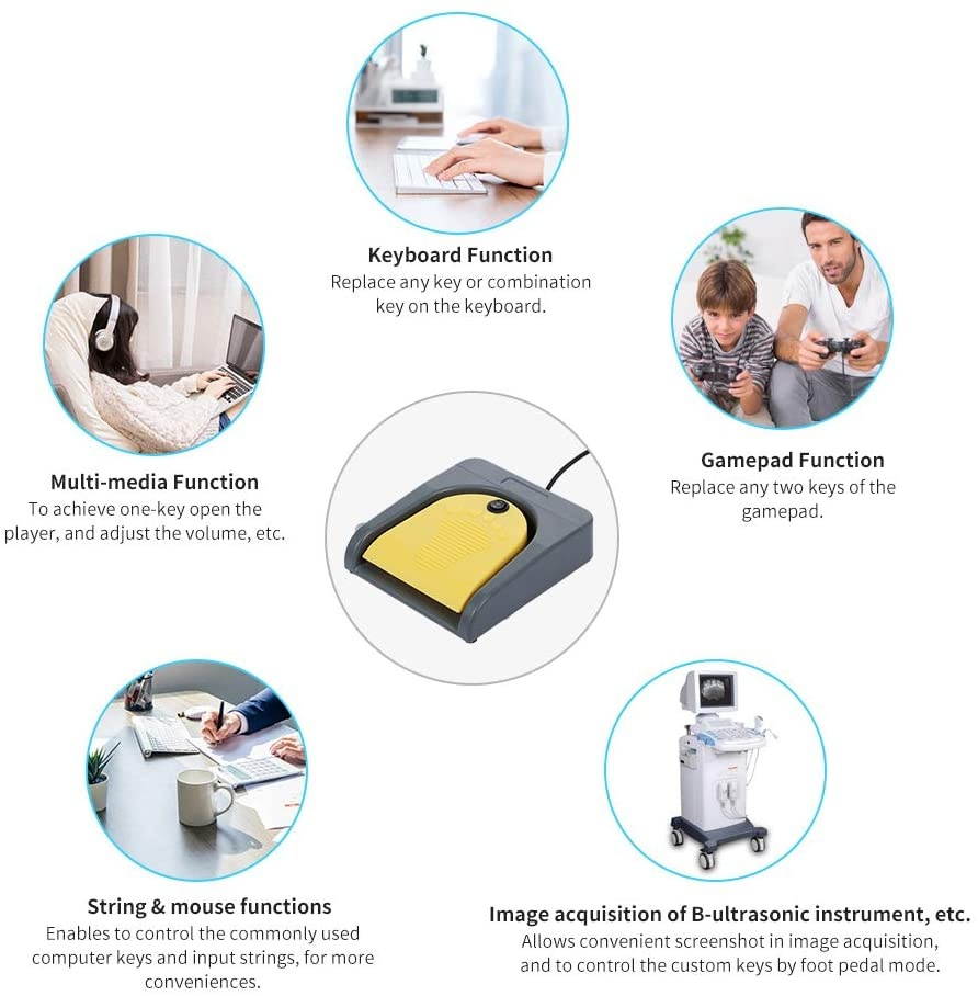 Docooler PCsensor USB Foot Switch Control Key Customized Computer Keyboard Action Pedal for Computers Office