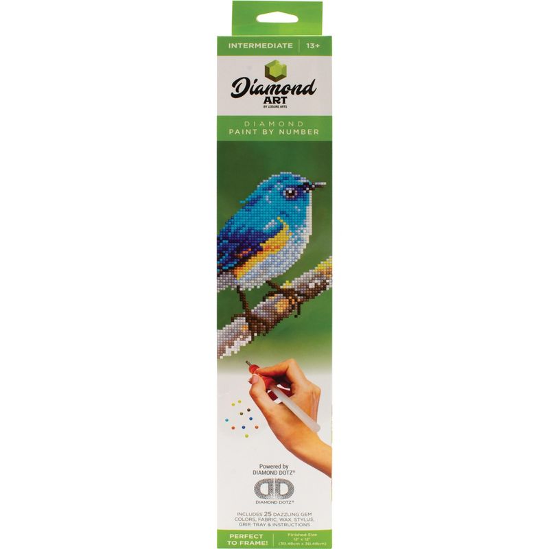Leisure Arts Diamond Art Intermediate Kit 12"X12"-Blue Bird