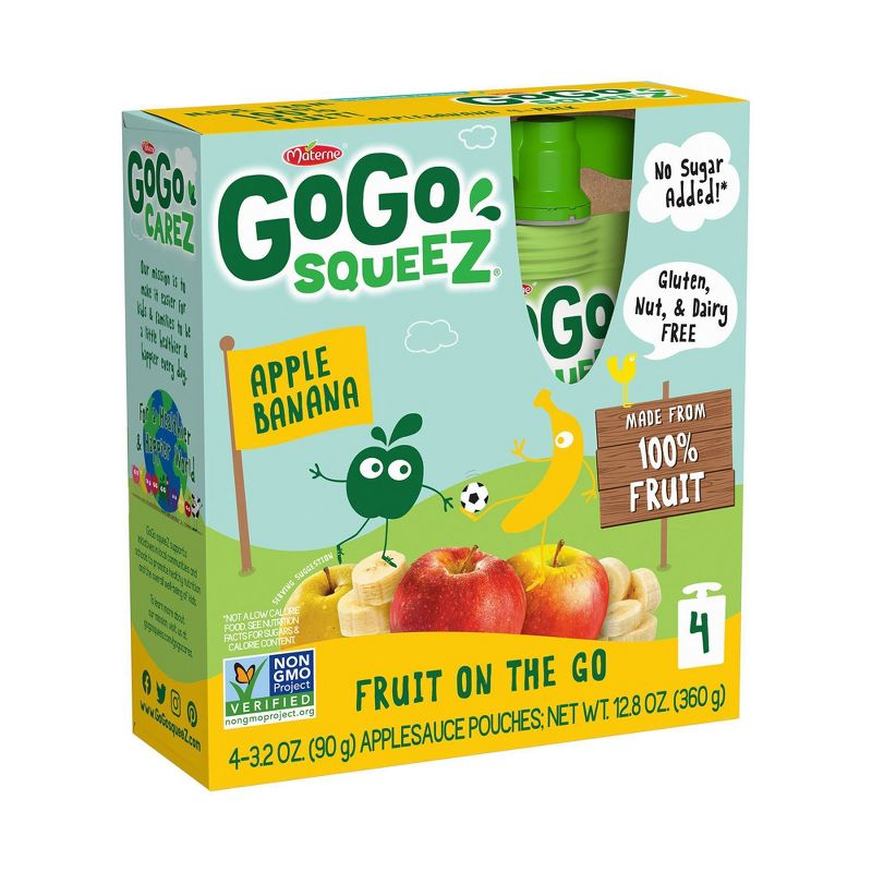 GoGo squeeZ Applesauce, Apple Banana -3.2oz/4ct