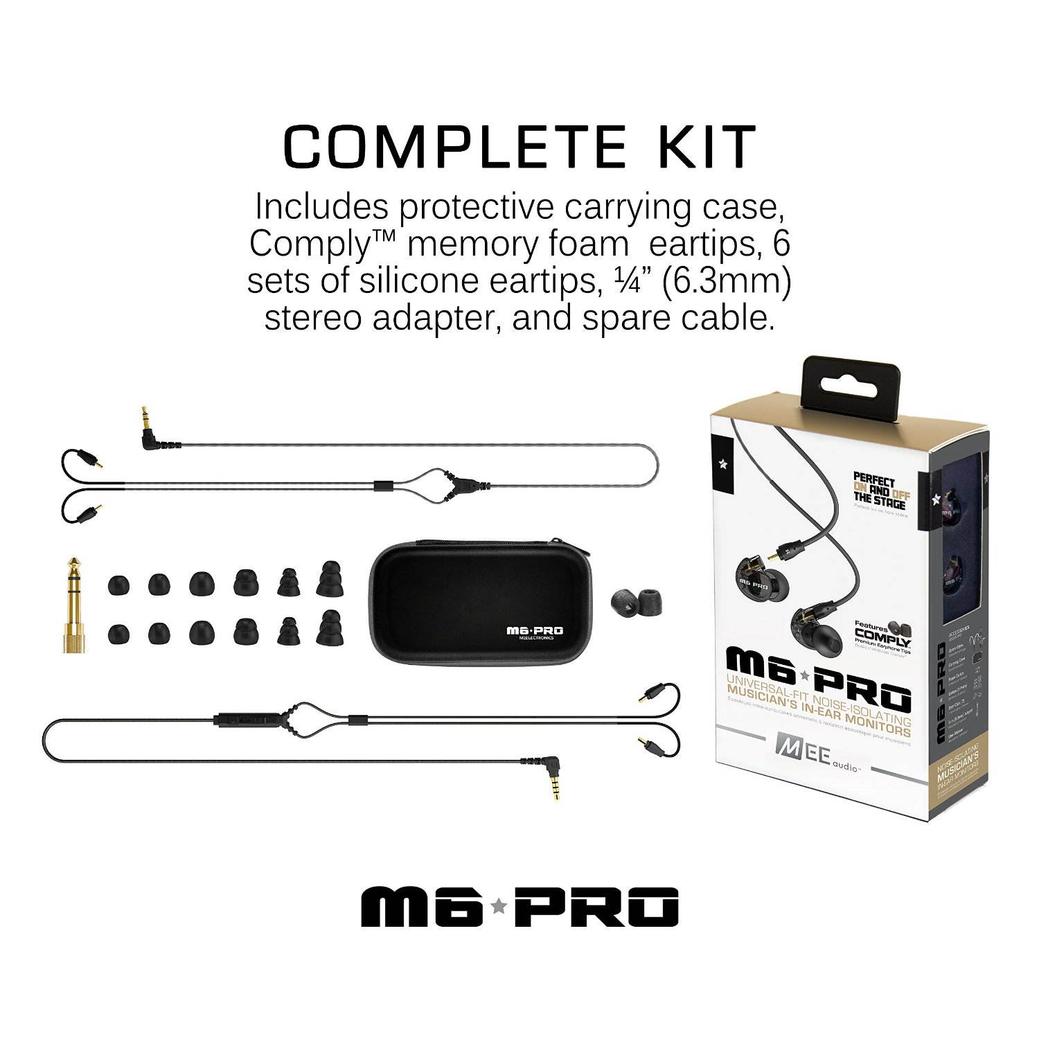 MEE audio M6 Pro Universal-Fit Noise-Isolating Musician's In-Ear Monitors with Detachable Cables (Smoke)