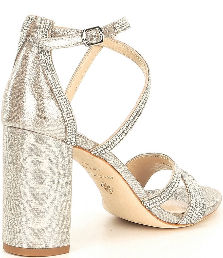 Antonio Melani Garlini Rhinestone Embellished Strappy Block Heel Dress Sandals