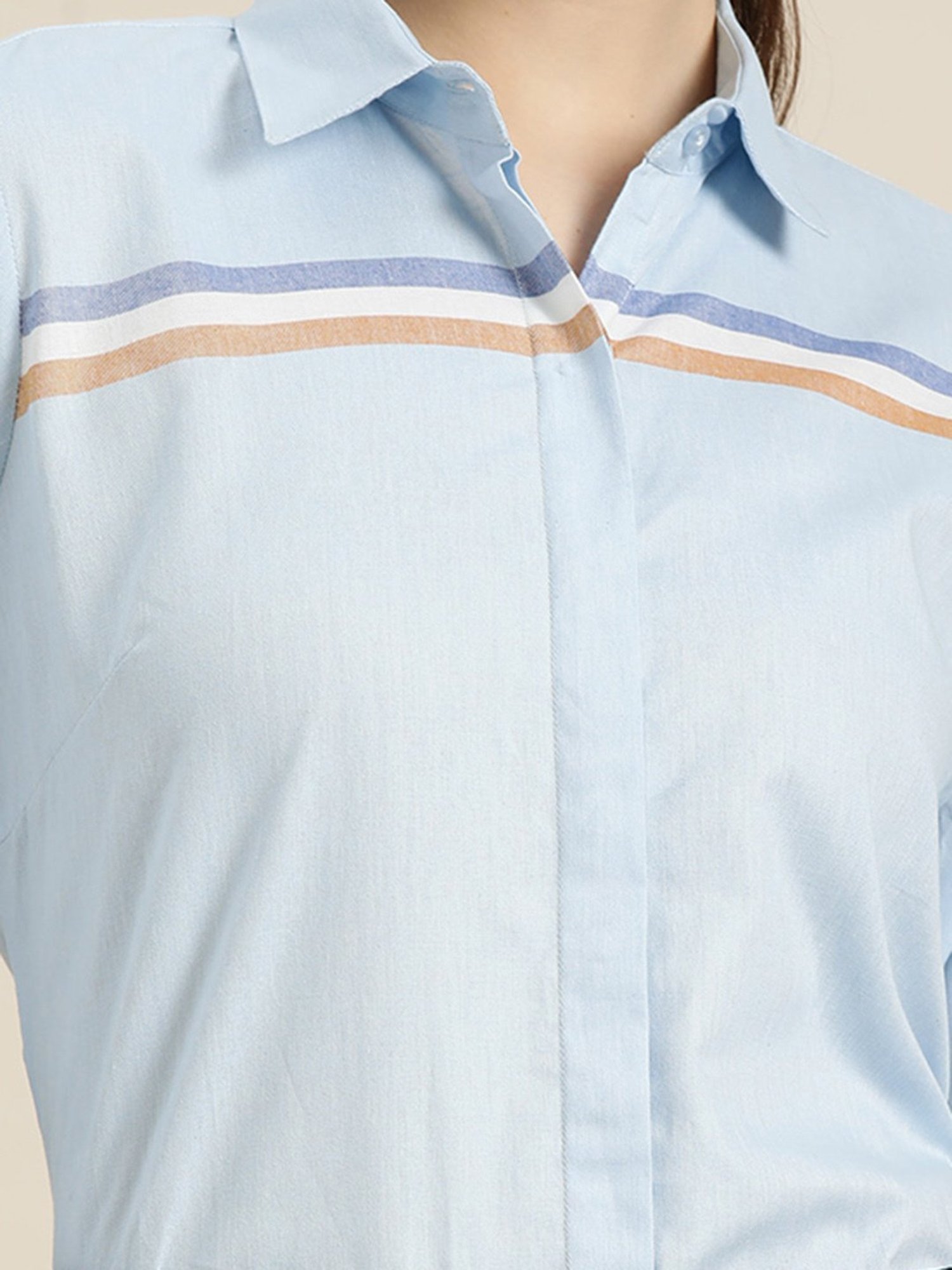Hancock Blue Cotton Striped Shirt