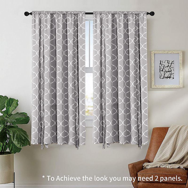 Kate Aurora Gray & White Lattice Clover Ultra Luxurious Tie Up Window Curtain Shades - 42 in. W x 63 in. L