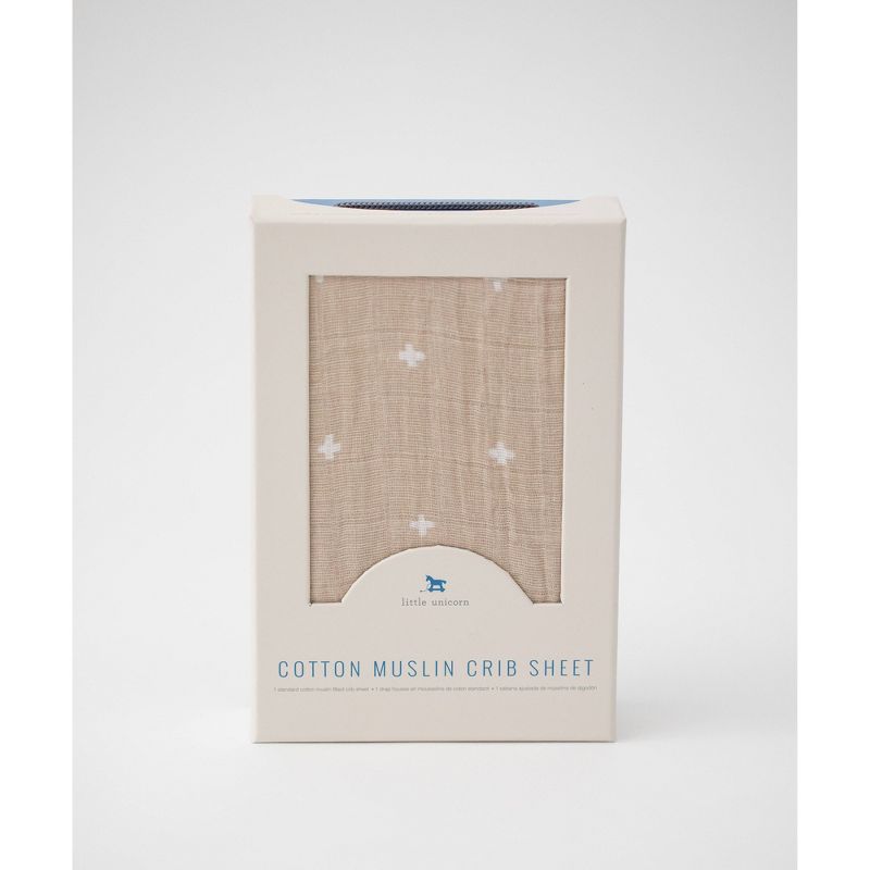 Little Unicorn Cotton Muslin Crib Sheet - Taupe Cross
