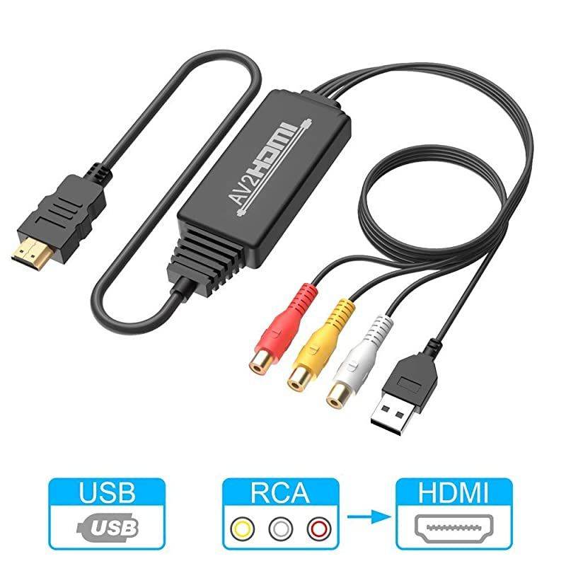 to HDMI, to HDMI Converter, Audio Converter with USB Charge Cable, Mini AV 3CVBS Composite Cable to 1080P HDMI Adapter Supporting Laptop PAL NTSC PC PS3 PS4 TV STB VHS VCR Camera DVD