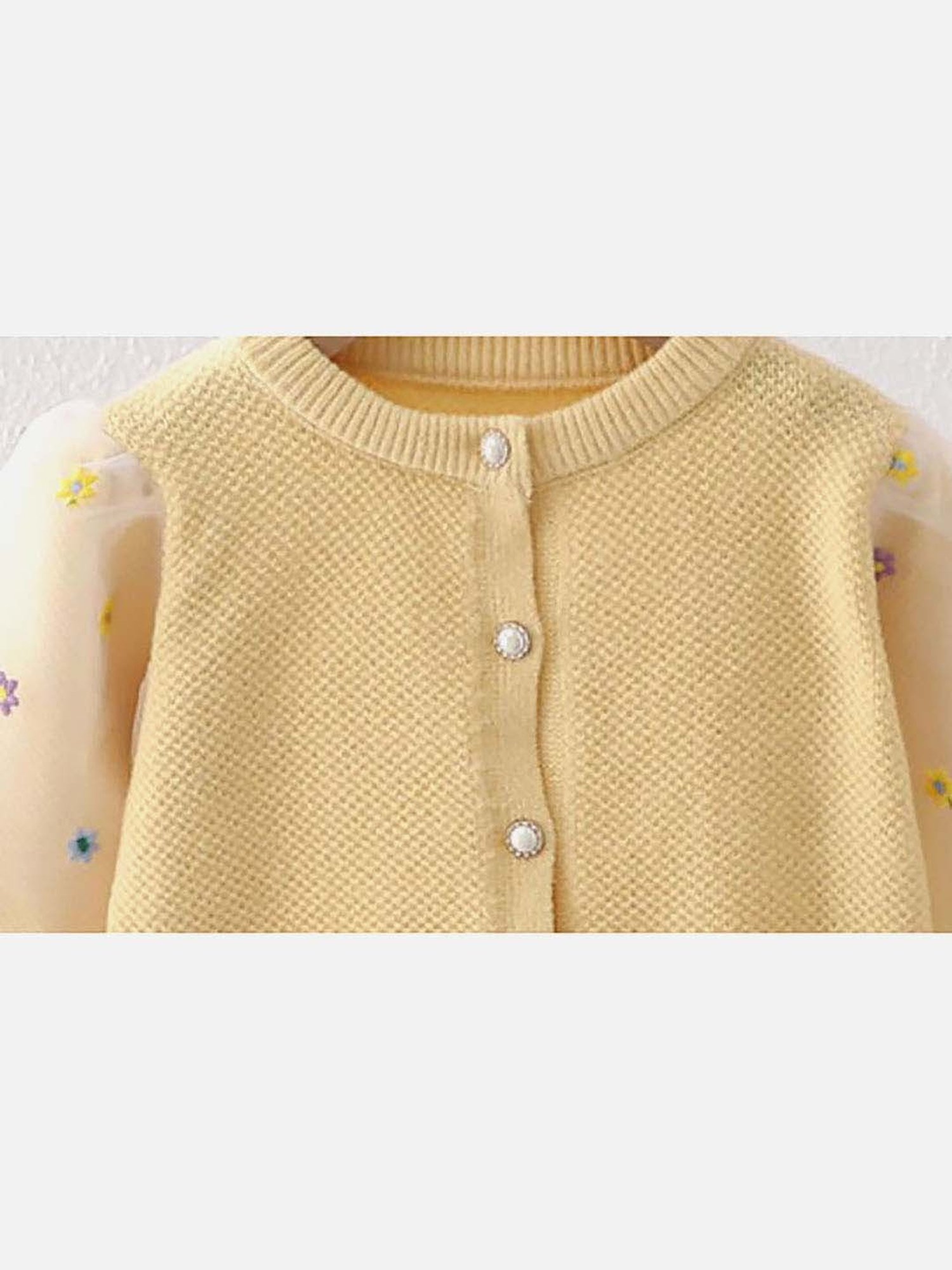 Little Surprise Box Kids Yellow Printed Full Sleeves Cardigan