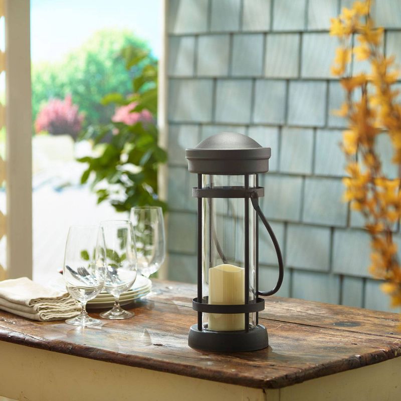 16" Revere LED Candle Outdoor Lantern Brown - Smart Living