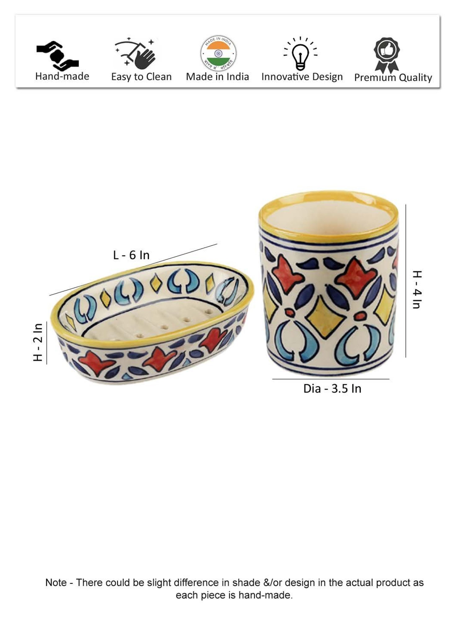 VarEesha Aztec Multicolor Ceramic Bath Accessories - Set of 2