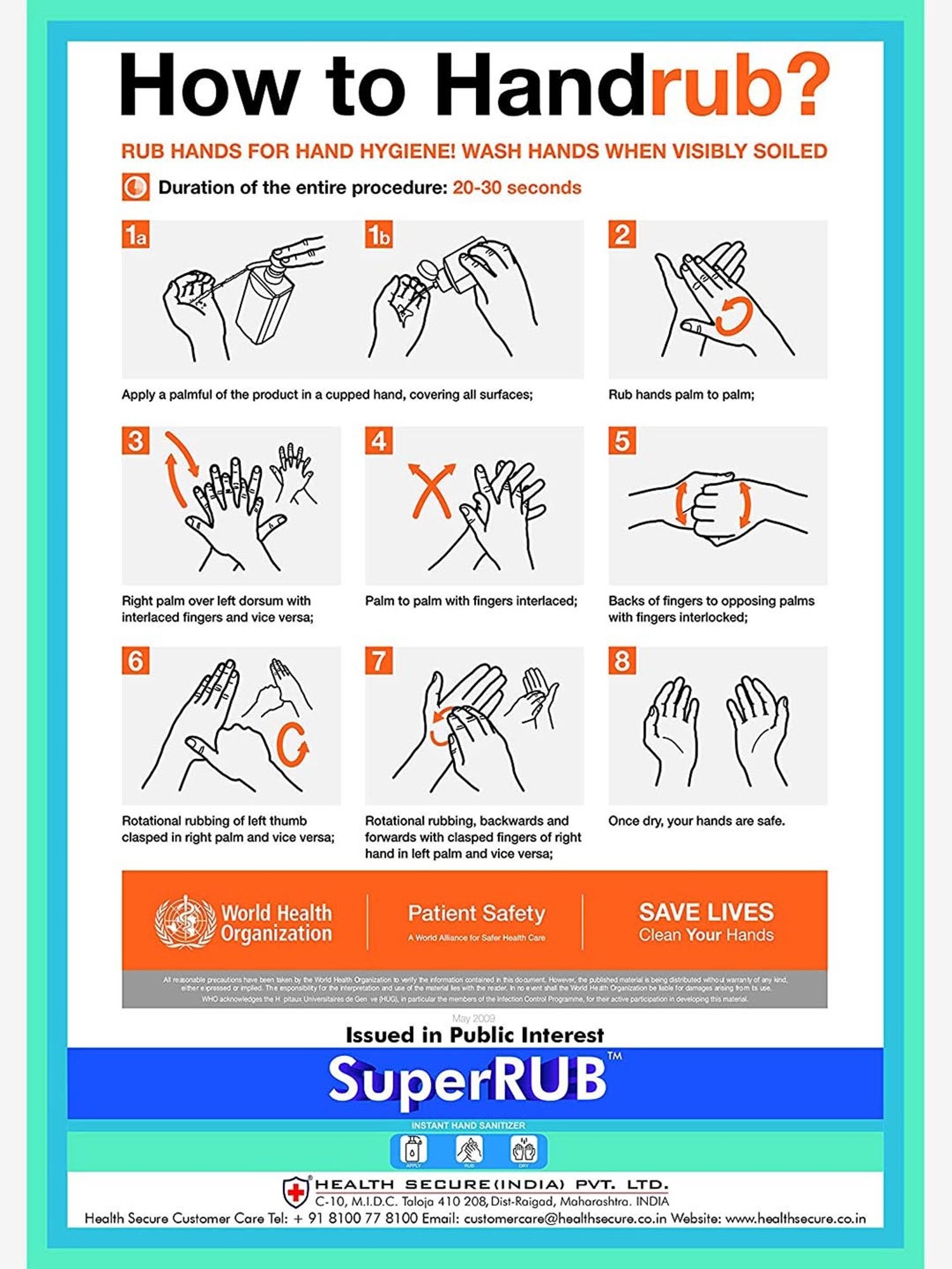 SuperRUB Pro Alcohol Based 5L & 500ml Hand Sanitizer Combo (White)