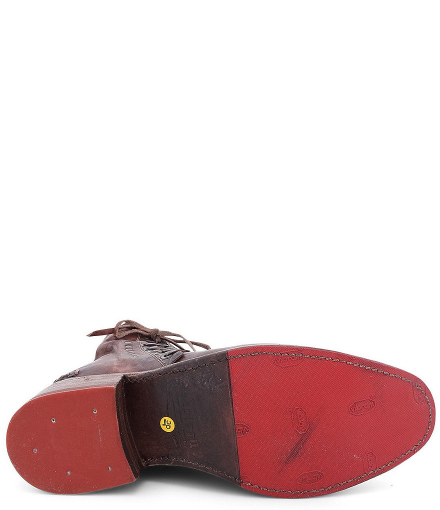 Bed Stu Aldina Leather Side Lace Up Block Heel Booties