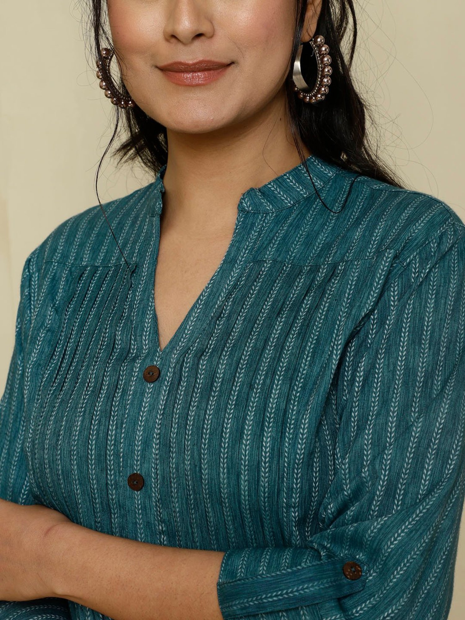 Jaipur Kurti Blue Striped Top