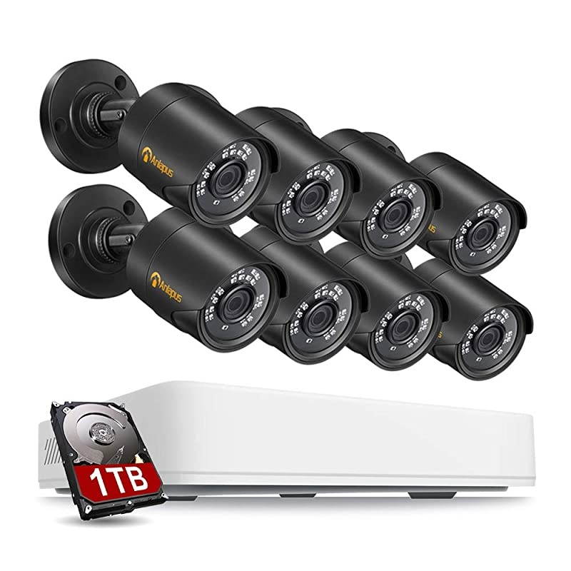 1080p Home Security Camera System with Hard Drive 1TB, 8 Channel 1080N CCTV DVR Recorder with 8pcs 1080p Surveillance Bullet Cameras