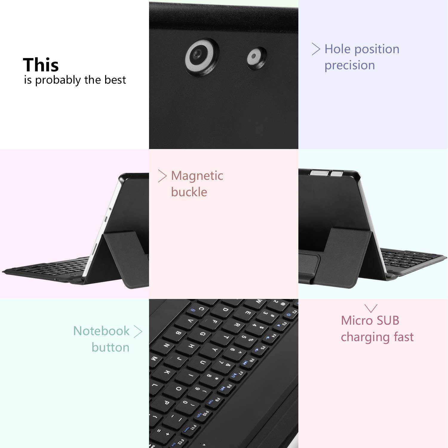 Surface Go Case with Keyboard Werleo Ultra-Thin Stand PU Leather Business Cover Wireless Bluetooth Keyboard Case for Microsoft Surface Go 10 inch 2018 Released