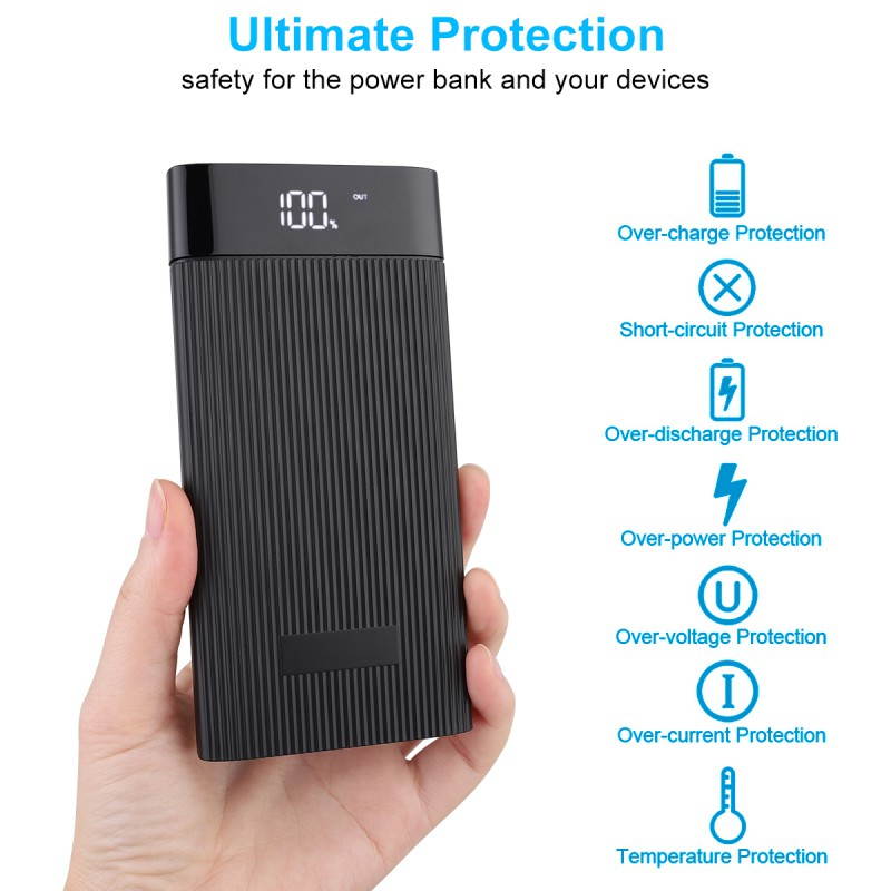 Power Bank 50,000mAh Portable Charger Backup Battery Pack With Dual USB Smart Charge & Flashlight For IPhone/Samsung/and More