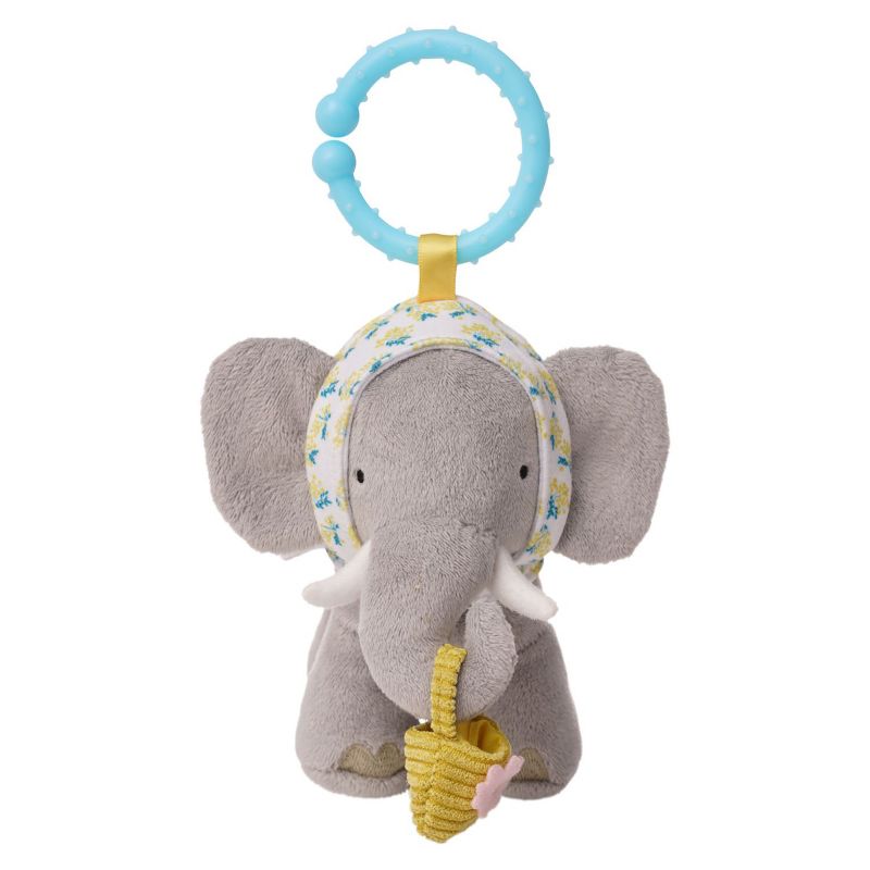 Manhattan Toy Fairytale Elephant Plush Baby Travel Toy with Chime, Crinkle Ears and Teether Clip-on Attachment