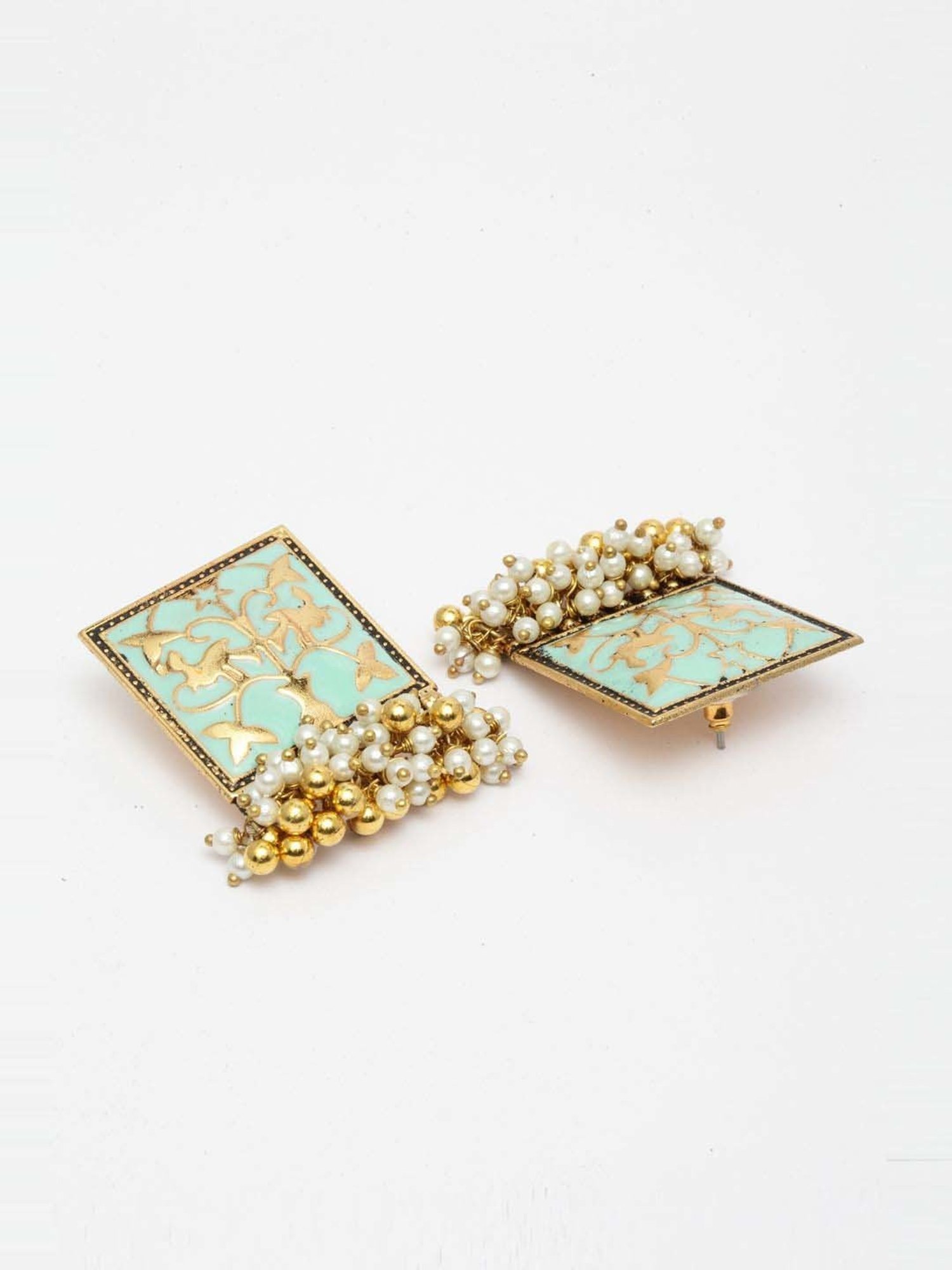 Panash Oxidized Silver-Plated Floral Shape Stud Earrings