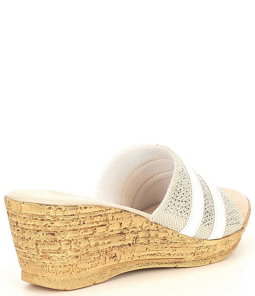 Onex Linen Blanche Leather Wedge Sandals