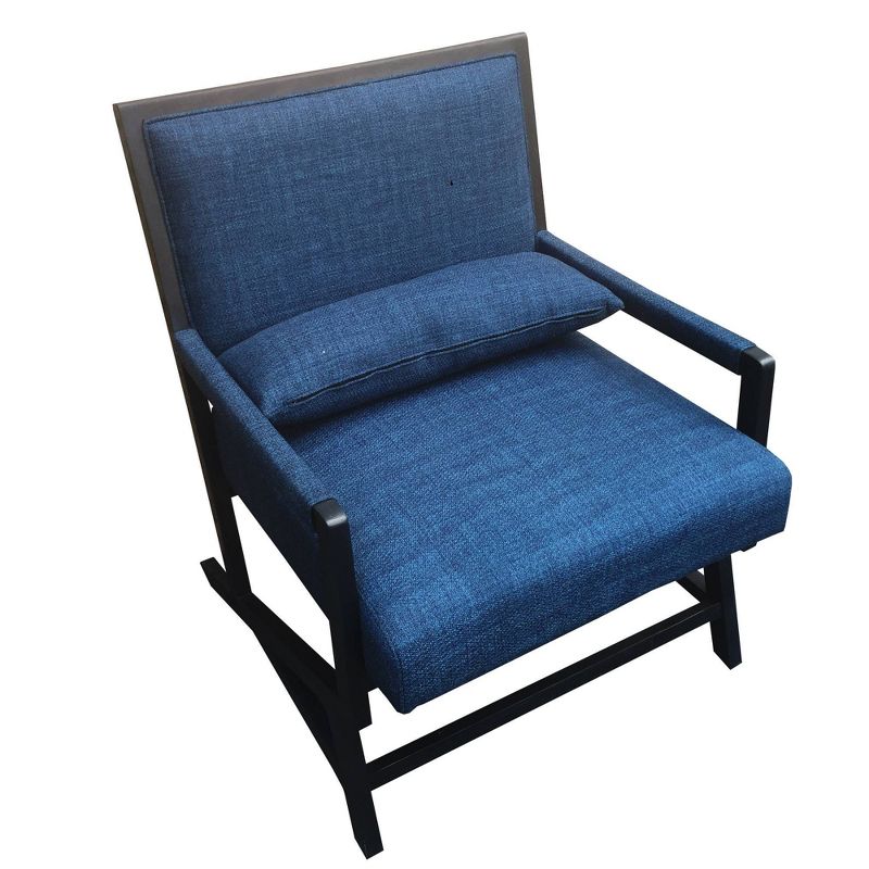 Fabric Padded Wooden Frame Accent Chair with Armrest Blue/Black - The Urban Port