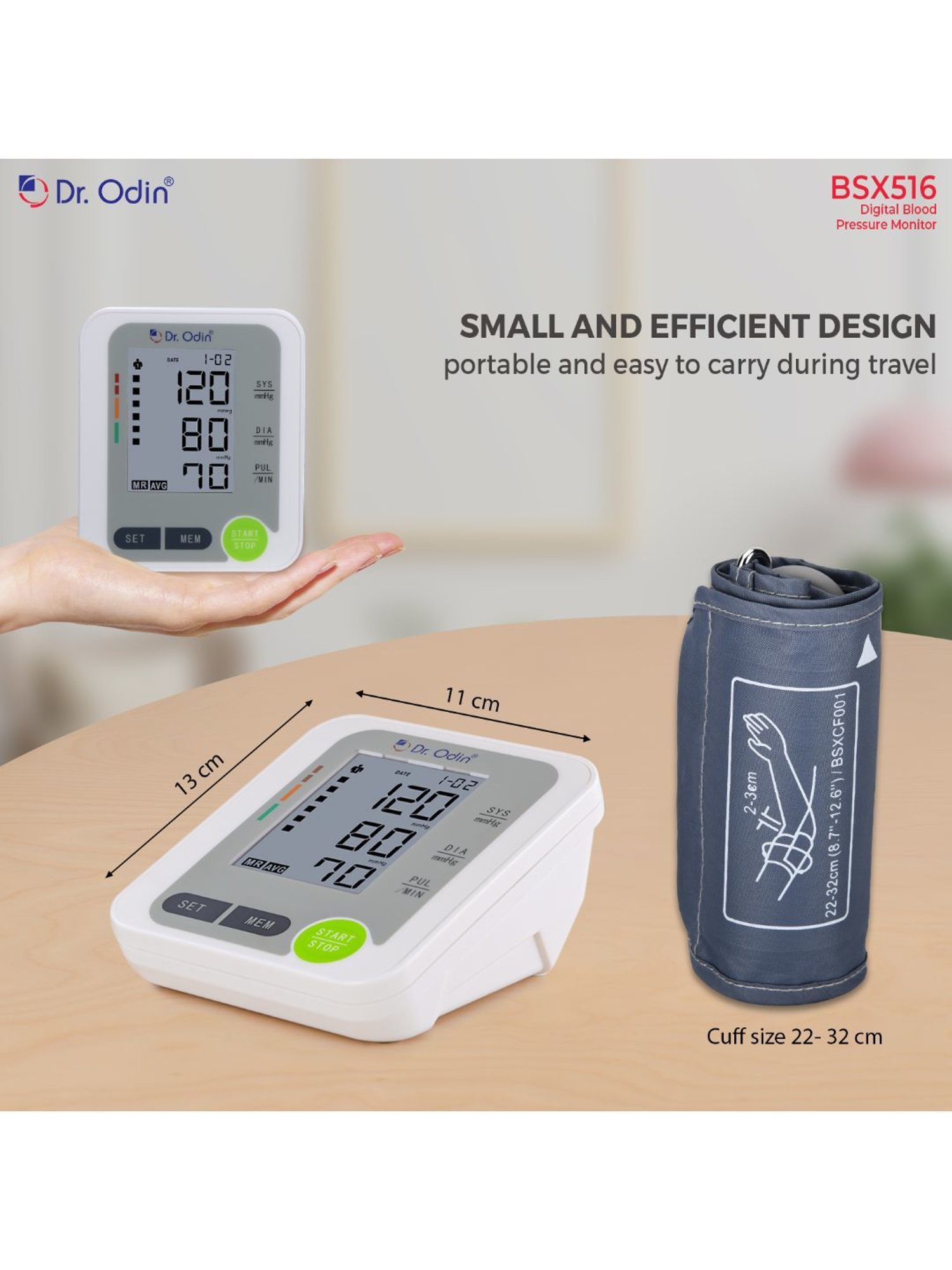Dr. Odin BSX516 Fully Automatic Digital Blood Pressure Monitor (White)