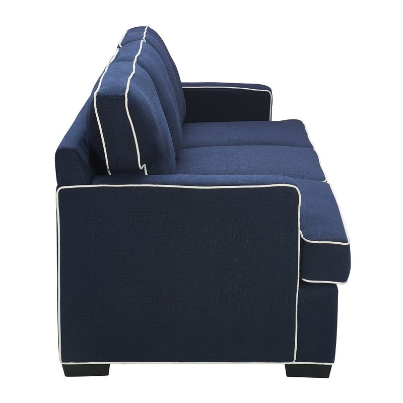 Cardiff Modern Sofa with Contrast Piping Navy with White Piping - Finch
