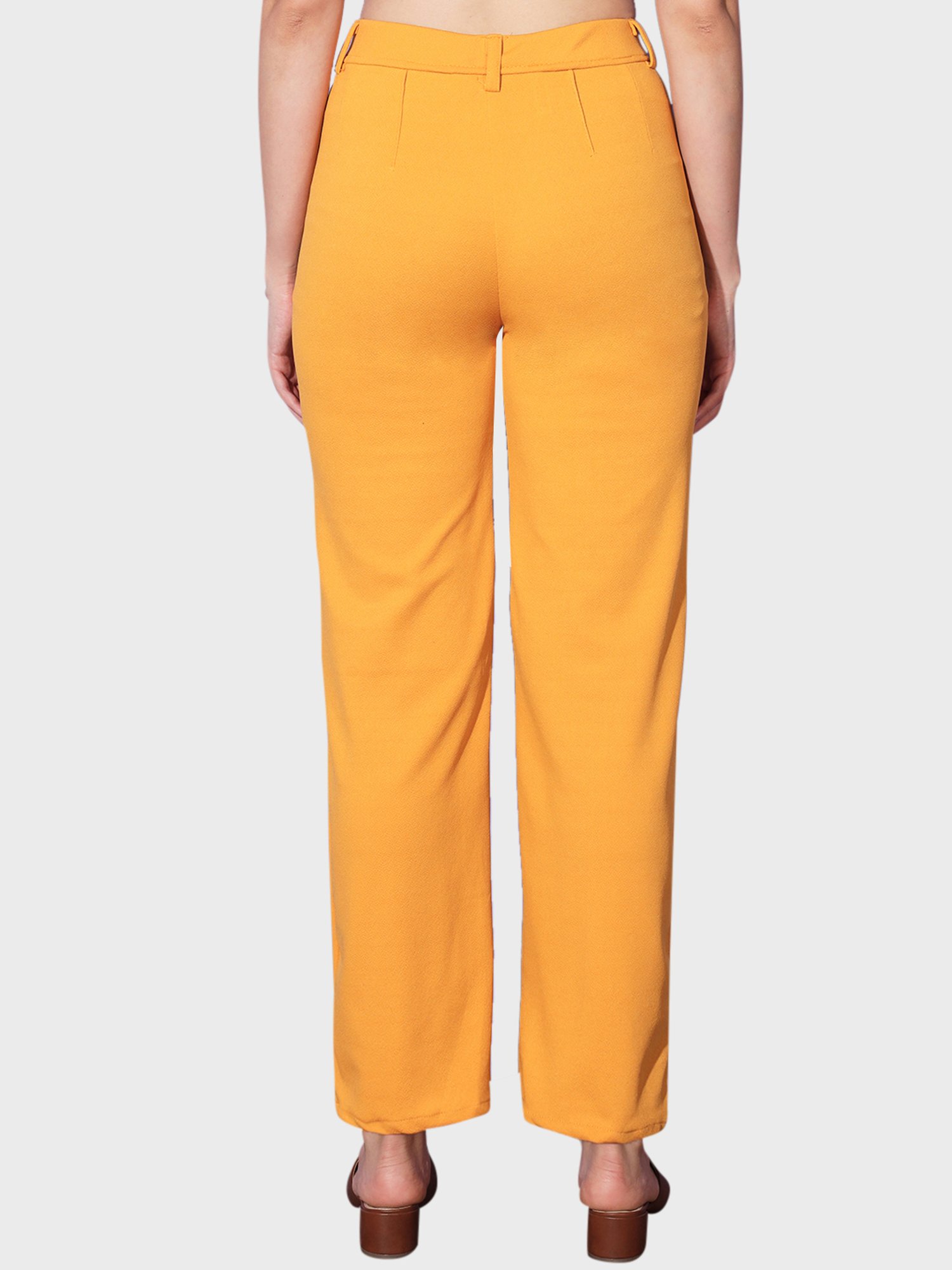 BUYNEWTREND Yellow Mid Rise Trousers