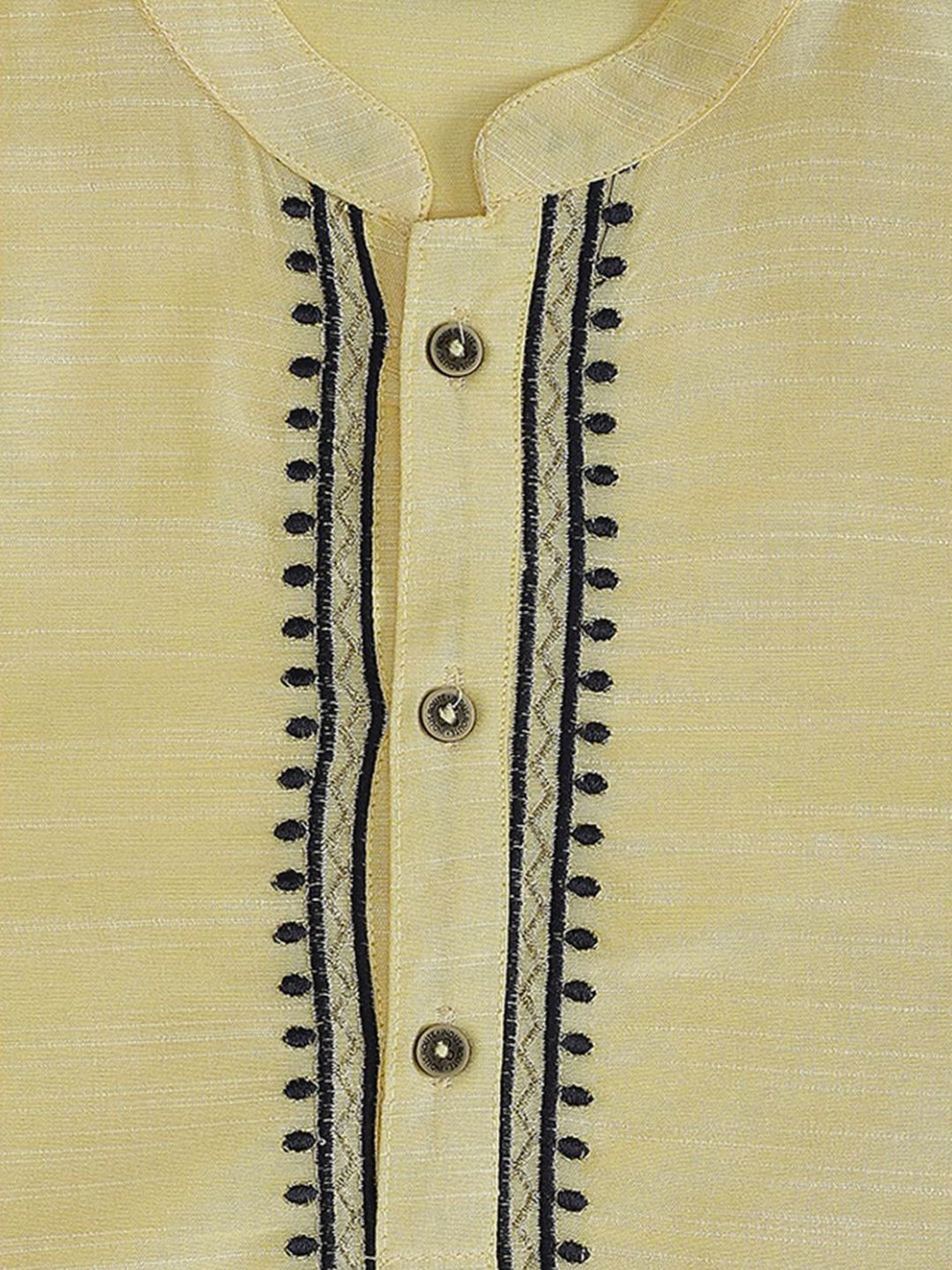 Indus Route by Pantaloons Kids Yellow & Grey Embroidered Full Sleeves Kurta Set