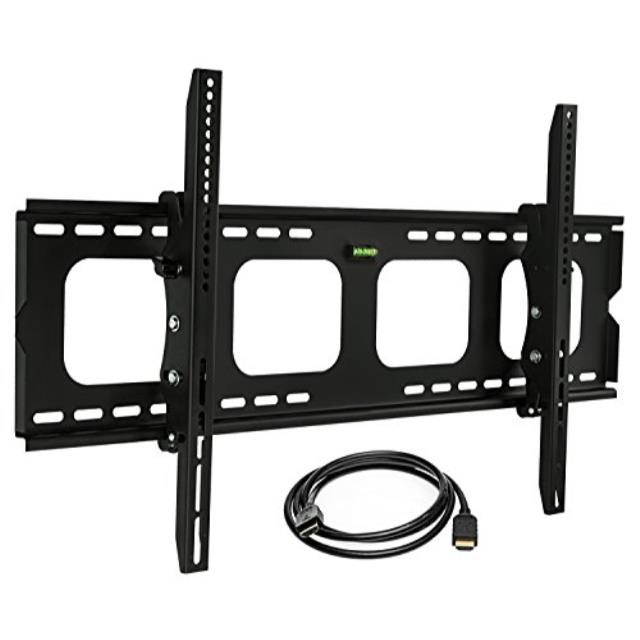 mountit! tilt tv wall mount bracket for 40  80 inch lcd, led, or plasma flat screen tv  superstrength load capacity 220 lbs  15 degree tilt up & down, max vesa 850x450 free 6 ft hdmi cable
