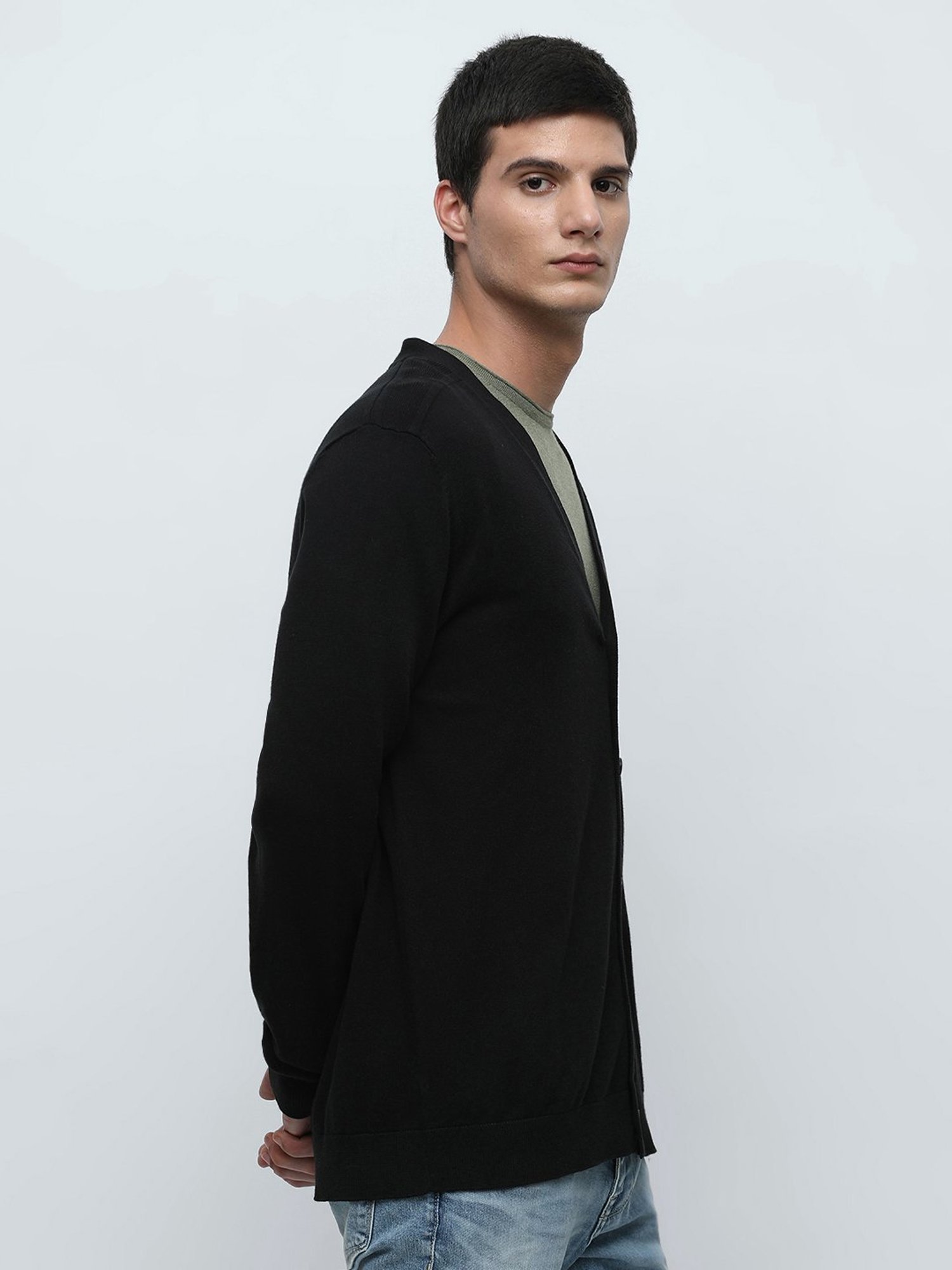 SELECTED HOMME Black Regular Fit Cotton Cardigan