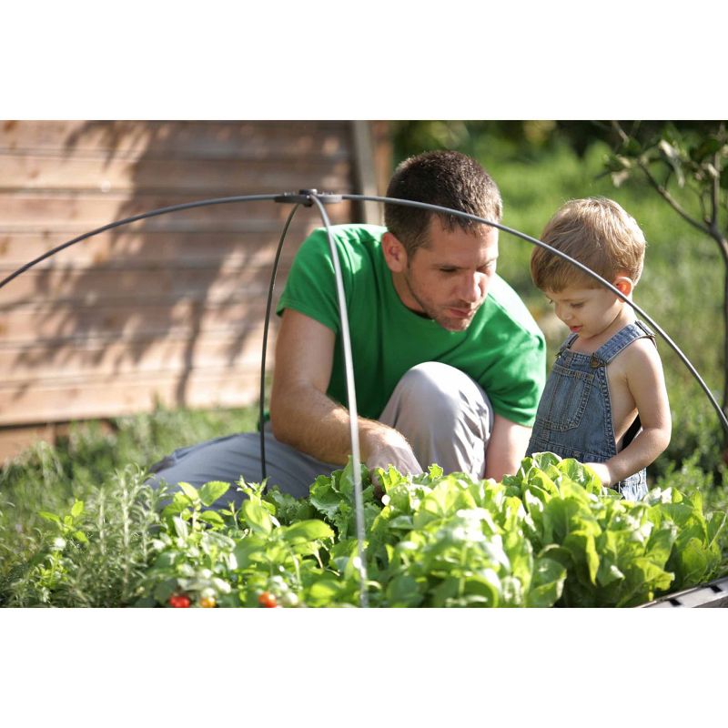 Keter 39 Inch Weather Resistant Outdoor Raised Garden Bed Growing Container Kit with Plant Markers & Wire Dome for Backyard, Patio, & Balcony, Brown