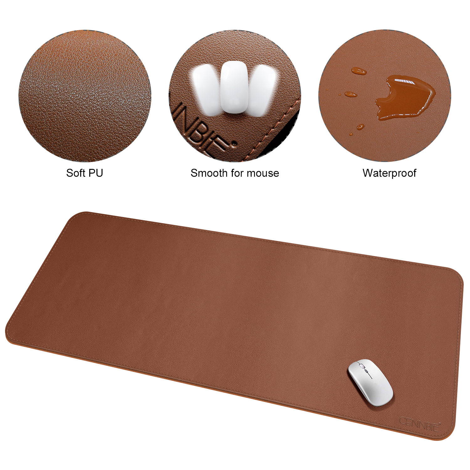 Leather Desk Pad &ndash; Large Mouse Pad - Desk Mat Home Office Desk Accessories Desktop Protector Non Slip Writing Desk Blotter (59 x 23.6 inch &ndash; Light Brown)
